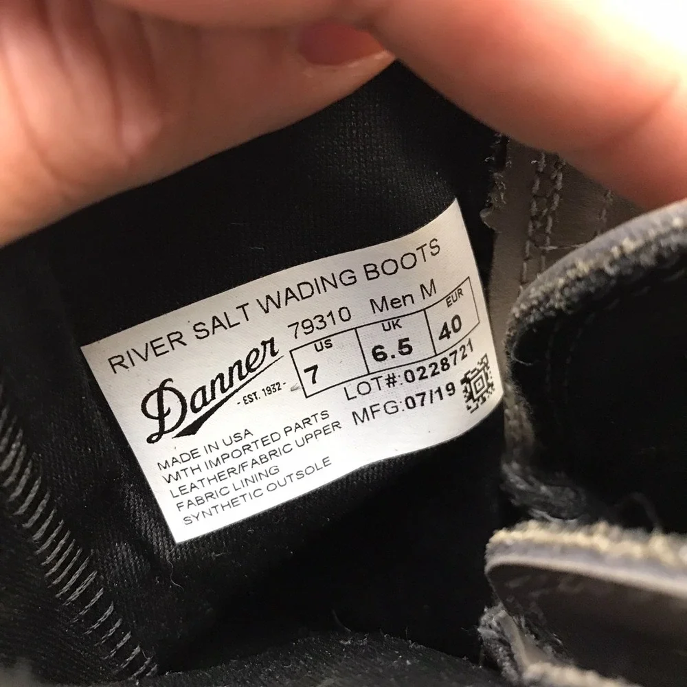 Patagonia x Danner River Salt Wading Boots Mens‎ 7M Gray Leather Canvas Outdoor